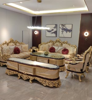 a living room with a couch and a coffee table