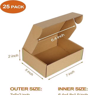 Brown 7x5x2 inch shipping boxes for packaging small business products or mailing gifts