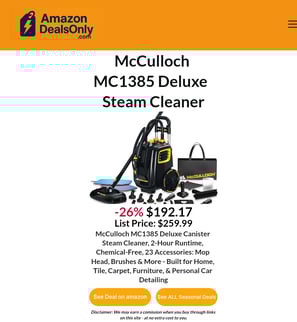 McCulloch Steamer -26% Off Now $192.17 Only on amazon!
