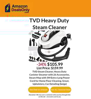 TVD Steamer -34% Now $105.99 Only on amazon!