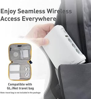 showcase of travel bag compatability of GL.iNet GL-SFT1200 (Opal)