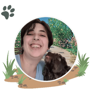 Julia Goldhirsh with a dog and a dog