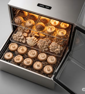 Horno Deshidratador  con setas dentro 