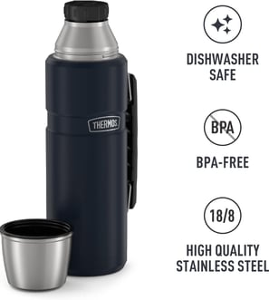 THERMOS Stainless King Vacuum-Insulated Beverage Bottle, 40 Ounce, Midnight Blue 