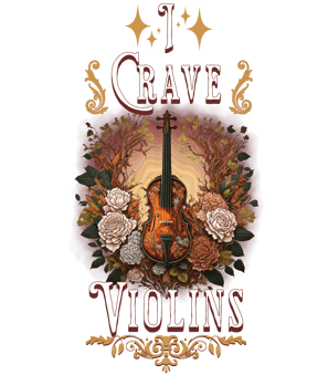 a violin player's name on a green background