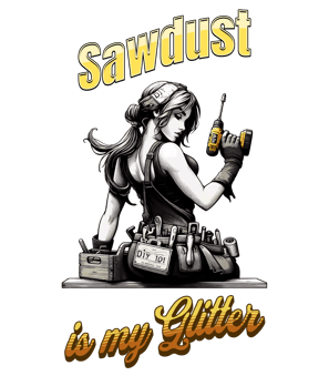 a woman in a black shirt with a sawdust