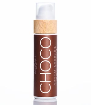 Choco organiškas įdegio aliejus 110ml - rudas buteliukas su mediniu kamšteliu