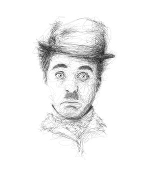 Charlie chaplin scribble art portrait by renzoful