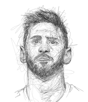 Lionel Messi scribble art portrait by renzoful