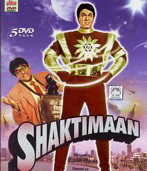 Image of Shaktimaan, India’s iconic 90s superhero, in his classic red and gold costume, symbolizing 