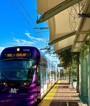 A valley metro Kinki sharyo light rail train