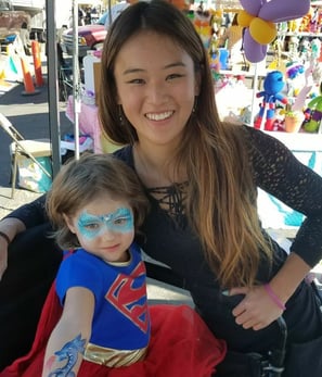 Caroline Face Painted a Small Elsa Mask and Dragon