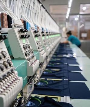 Close-up embroidery stitching on premium branded garments