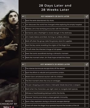 PDF Movie Checklist for 28 Days Later and 28 Weeks Later