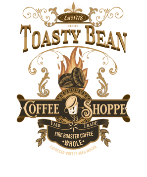 a coffee shop sign with a skull and a skull