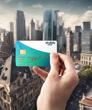 a person holding a credit card with a credit card