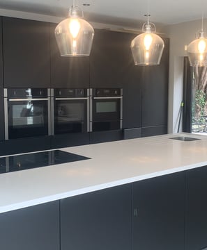 Grey Units with white Quartz Top