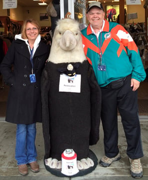 Lady and The Pirate and an Eagle in Juneau, Alaska