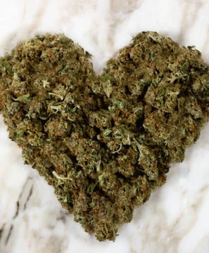 weed flower shaped as a heart on a white background