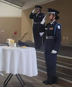 JROTC cadets at POW-MIA ceremony table
