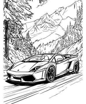 Moeilijke kleurplaat van een lamborghini