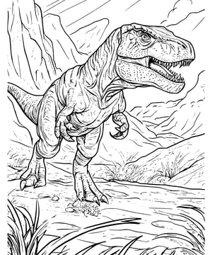 Moeilijke kleurplaat van een T-rex