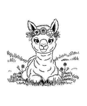 Schattige alpaca kleurplaat