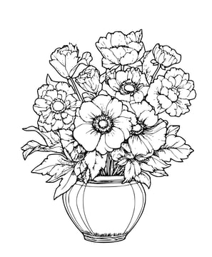Moeilijke kleurplaat van een boeket bloemen
