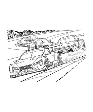 Moeilijke kleurplaat van een race auto
