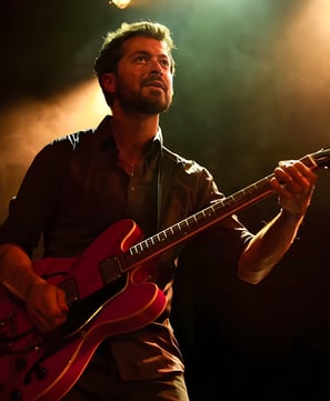 a man with a beard and a guitar