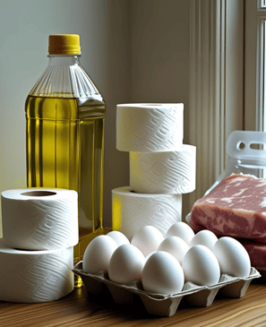 productos básicos, aceite, huevos, papel higiénico, cárnicos
