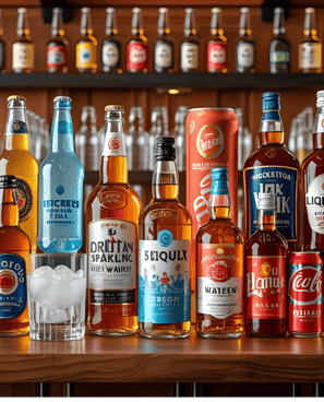bebidas, cerveza, refrescos, whisky, agua, licores
