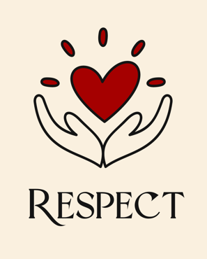 two hands with a heart and the word respect