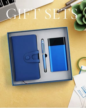 a gift set of a notebook, notebook, and pen
