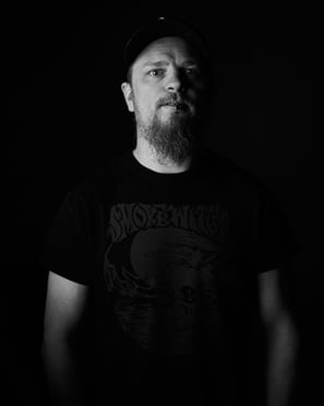 Sebastian Olsson, drummer of the Swedish stoner rock band GREENLEAF