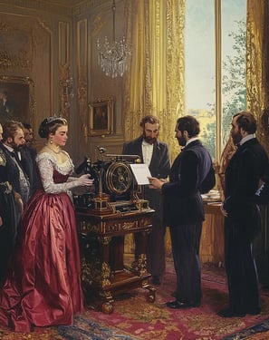 a painting of a man and woman in formal dress