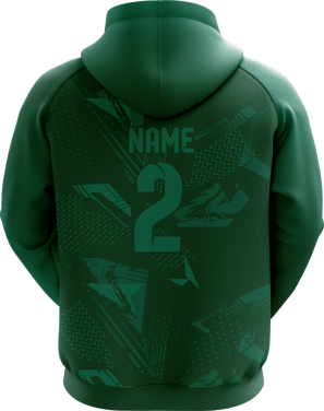 Sports hoodie 3D mockup #1 back – Green Mix sublimation on performance polyester fabric |Realm Hawk
