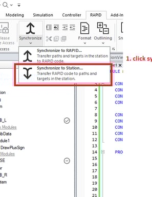 sync to station in robostudio