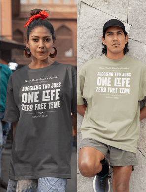 three facts about a hustler, juggling two jobs, one life, zero free time, vivid calm designs