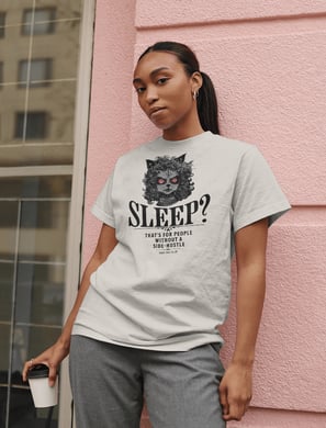 vivid calm designs, side gig club, Sleepless Hustle: No Sleep, Just Side Gigs, black cat