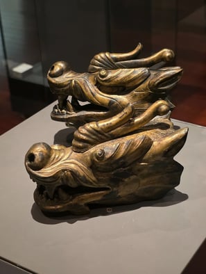 Bronze dragon head statues