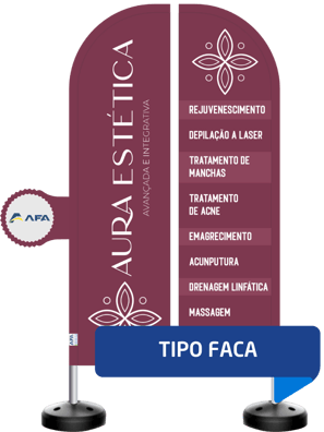 windbanner personalizado na cor bordô para clinica de estética