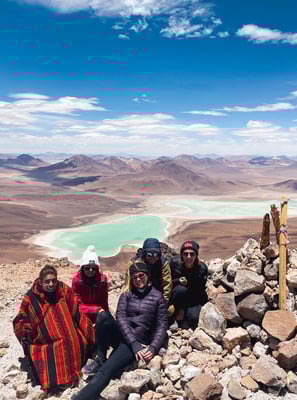 Friends on the top of the Licancabur Summit at the Bolivia and Chile border.