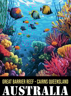 a poster - style poster of a fish in the ocean