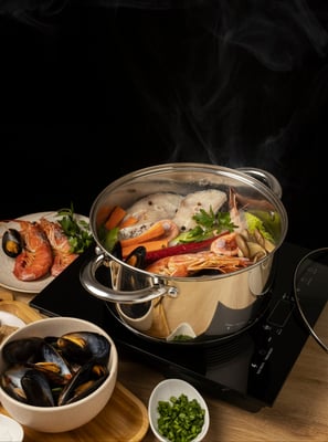 Top view over hotpot dishes