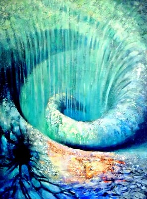 Atmospheric Wave in Spiral Motion into A Blue Hole