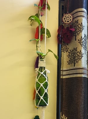 macrame bottle hanging