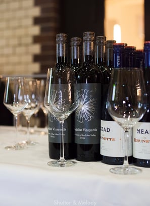 Bottles of Australian wine on a table.