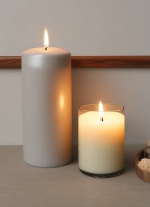 a bunch of candles that are sitting on a table