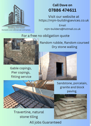 stone masonry, coping stones, porcelain and Travertine tiling. 